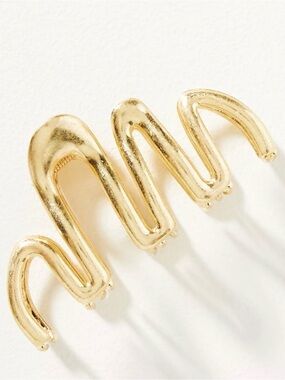 Anthropologie Squiggle Hair Claw Clip Gold Metal 5"